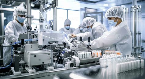 Scientists In White Coats And Masks Working In A Modern Scientific