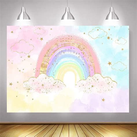 Pastel Rainbow Backdrop, Watercolor Rainbow Cloud Vinyl Photo ...