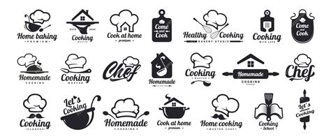 Premium Vector Cooking Logos Set Healthy Food Logo Kitchen Phrases