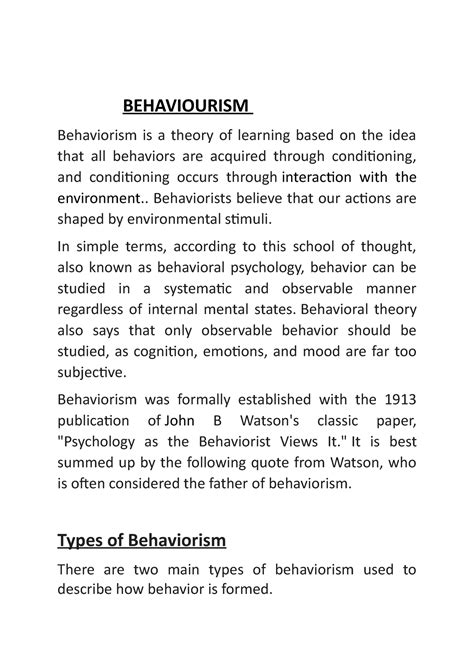 Chapter 8 Behaviorism Behaviourism Behaviourism Behaviorism Is A