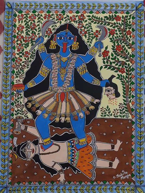 Pin By Ved Chandra Madesia On Folk Madhubani Painting Durga Painting