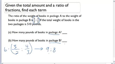 Finding Terms And Totals Given A Ratio Of Two Fractions Example 2 Video Arithmetic Ck