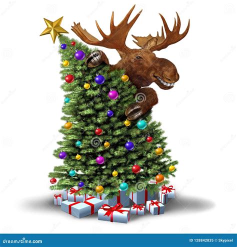 Funny Moose Christmas Tree Stock Illustration Illustration Of