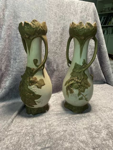 Vases Porcelaine Royal Dux Bohemia Art Nouveau Xix Eur Picclick Fr