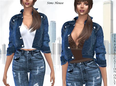 The Sims Resource Denim Women Jacket With Different Tops