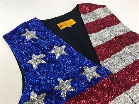 Stars And Stripes US Flag Red Silver And Blue Sequin Vest Etsy