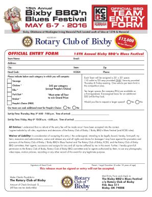 Fillable Online Rotary Club Of Bixby Bixby Bbq Fax Email Print