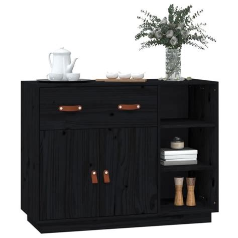 Rho Buffets Bahuts Buffet Noir X X Cm Bois Massif De Pin