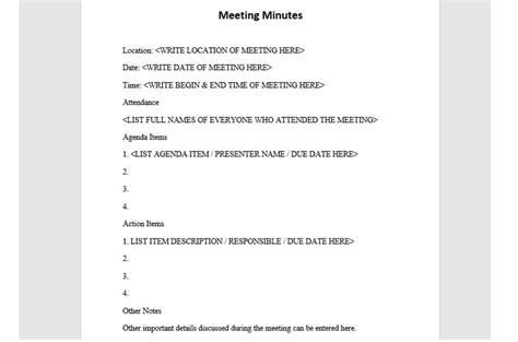 Meeting Minutes Template Meeting Agenda Staff Meeting Agenda Staff