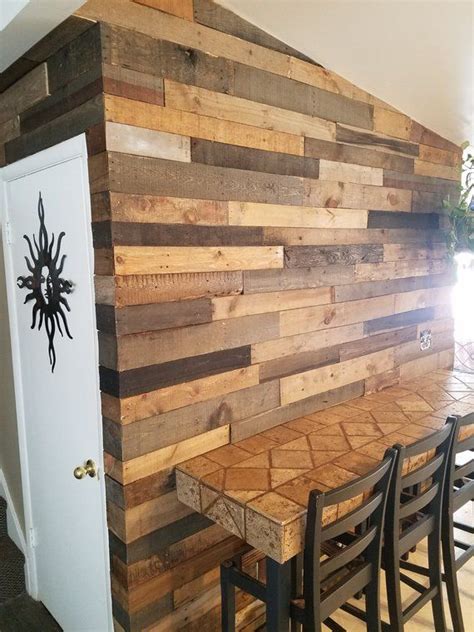 Pre Stained Pallet Wood Accent Walls Etsy Wood Accent Wall Wood