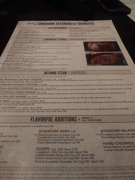 Menu At Longhorn Steakhouse South Portland 300 Maine Mall Rd