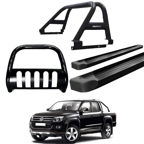 Kit Quebra Mato Estribo Plataforma Santo Antônio Amarok CD Preto Just