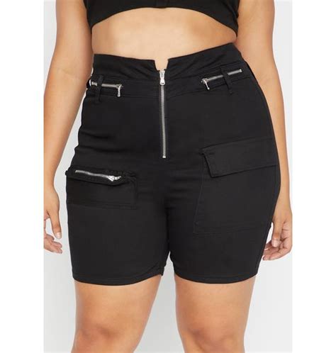 Plus Size High Waist Zipper Cargo Shorts Dolls Kill