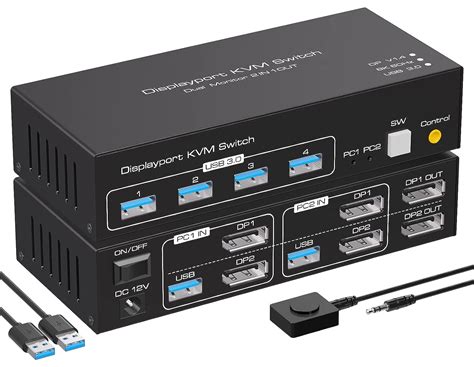 K Displayport Kvm Switch Dual Monitor K Hz Usb Kvm Switches