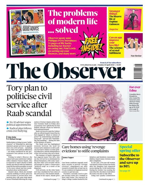 Observer Front Page 23rd Of April 2023 Tomorrows Papers Today