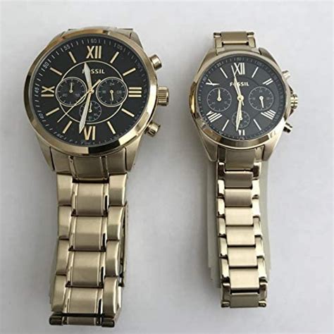 Fossil Bq2400set His And Her Chronograph Stainless Gold