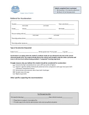 Fillable Online Acceleration Referral Form Pdf Fax Email Print Pdffiller