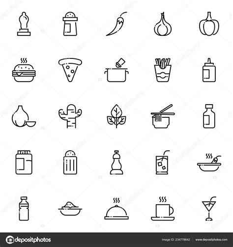 Les Icônes D épices Emballent Collection Symboles Isolés Vecteur par