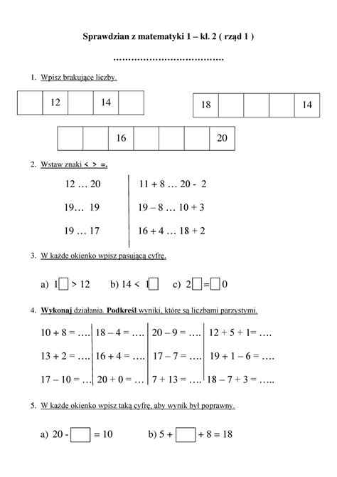 Edukacja Matematyczna Sprawdzian Z Matematyki Kl Rz D