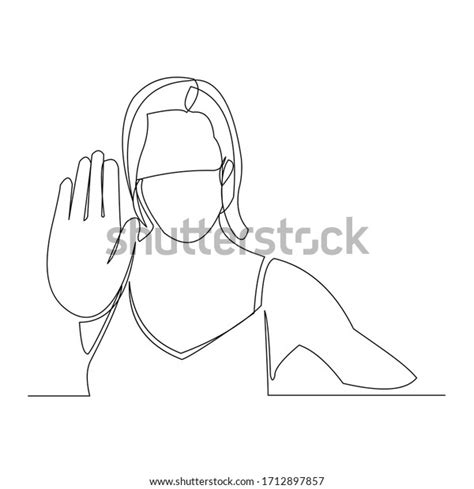 Continuous Line Drawing Women Wearing Surgical Stock Vector Royalty Free 1712897857 Shutterstock