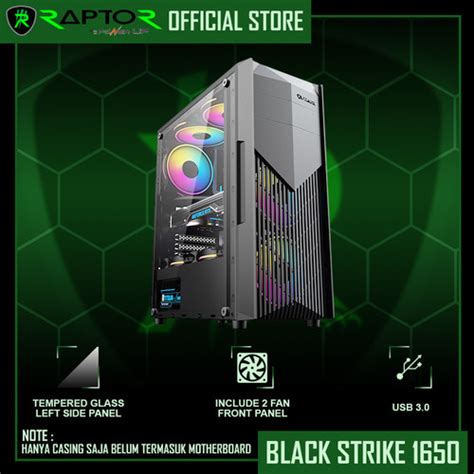 Promo Casing Gaming RAPTOR Black Strike 1650 Tempered Glass Free 2