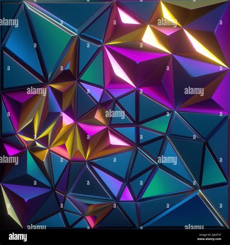 D Rendering Abstract Faceted Background Geometrical Crystallized