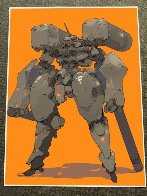 Heavy Assault Mecha With Twin Cannons Industrial Sci Fi Art Print 18x24in Etsy