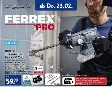 Ferrex Pro 20 V Akku Bohrhammer Xyz668 Angebot Bei ALDI Nord