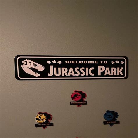 Welcome To Jurassic Park Aluminum Sign Etsy