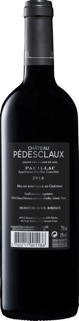 Château Pédesclaux 5e Grand Cru Classé Pauillac Aoc 6 Flaschen à 75