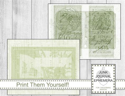 Shabby Green Printable Paper, Green Collage, Collage Reverse Page