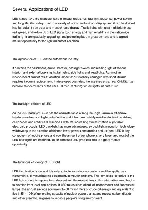 Several Applications of LED