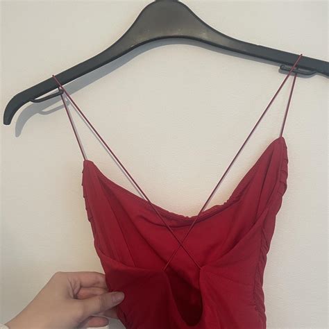 Gorgeous Oh Polly Ruched Bodycon Red Mini Dress Depop