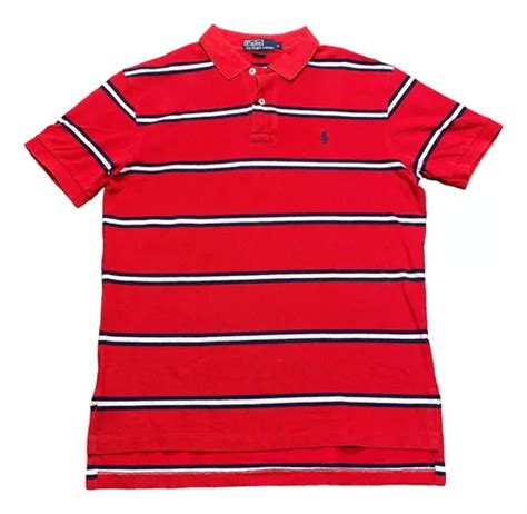 Polo Ralph Lauren Playera Polo Roja Rayas M Overzise Envío gratis