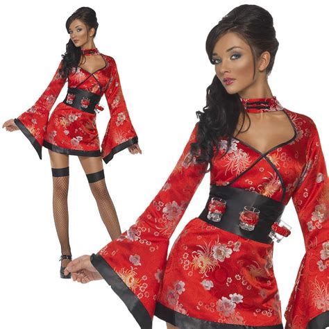 Vodka Geisha Girl Costume Sexy Ladies Fancy Dress Japanese Outfit New