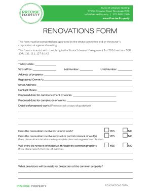 Fillable Online Renovations Application Form Fax Email Print Pdffiller