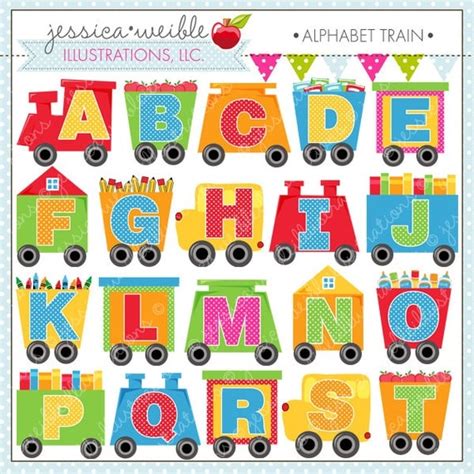 Alphabet Train Cute Digital Clipart for Commercial or Personal