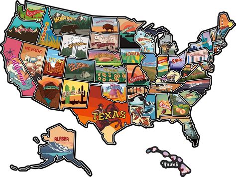 Amazon RV State Travel USA Map Vinyl Sticker Camper Trailer