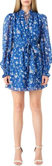 Endless Rose Floral Long Sleeve Chiffon Minidress Nordstrom