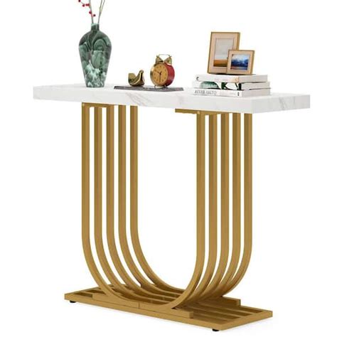 Tribesigns Way To Origin Benjamin In White Gold Console Table