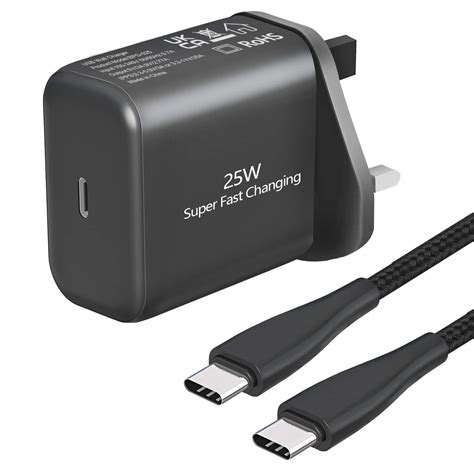 Buy 25w Usb C Super Fast Uk Wall Charger Plug And Cable For Samsung