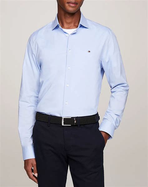 Tommy Hilfiger Core Cl Flex Poplin Sf Shirt Lightblue Politikos Shopgr