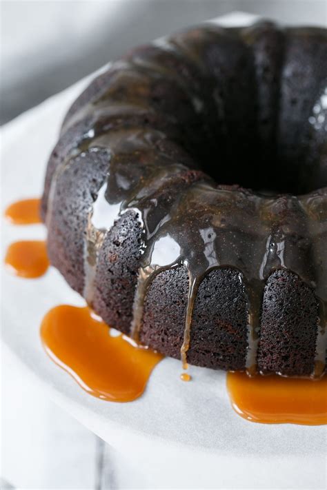 Chocolate Whiskey Bundt Cake With Whiskey Caramel Sauce Love And