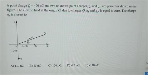 Solved A Point Charge Q400nc And Two Unknown Point Charges