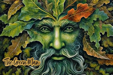 The Green Man Celtic Pagan Leaf Motif Graphic by Digital Magpie Design