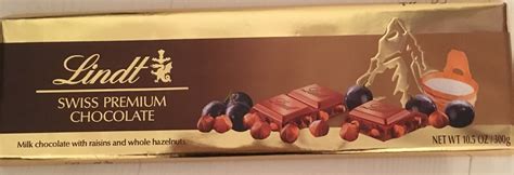 Lindt Swiss Gold Milk Raisin Hazelnut Chocolate Bar 300g