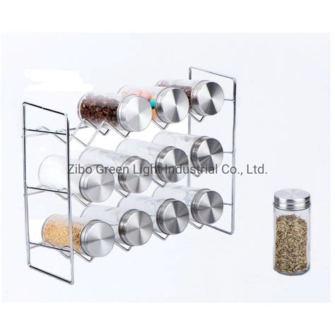 16PCS 80ml Glass Spice Jar Set With Stainless Steel Lid And Metal Rack