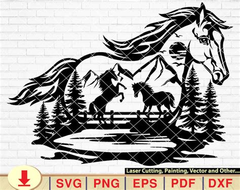 Horse Scene Svg Running Horse Svg Farm Animal Svg Outdoor Etsy