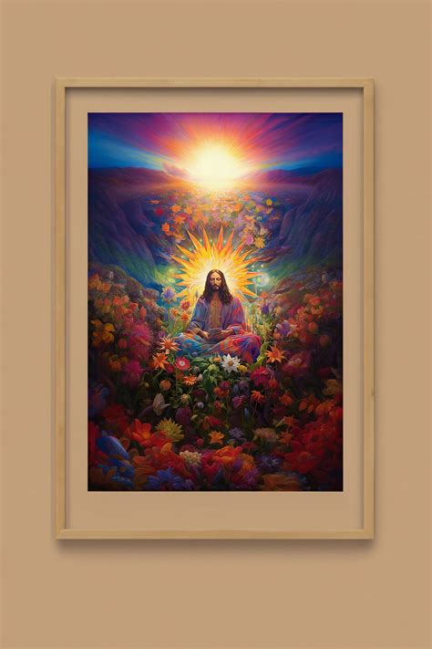 Jesus Christ In Psychedelic Meditation Art Christian Wall Art Etsy