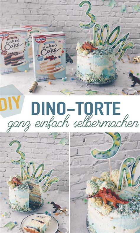 Semi Naked Cake Dino Geburtstagstorte Selbermachen In